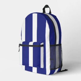 ネイビーブルーとホワイトストライプ プリントバックパック