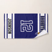 ネイビーブルーとホワイトスポーツ🏀バスケットボールキッチンへ ハンドタオル (ハンドタオル)
