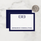 ネイビーブルーとホワイトタイポグラフィのビジネスロゴ ノートカード (正面/裏面インサイチュ)