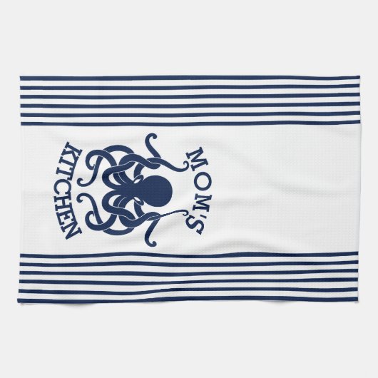 ネイビーブルーとホワイトタコとストライプタコの組み合わせ キッチンタオル (横)