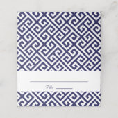 ネイビーブルーとホワイトダイアゴナルのギリシャ鍵パターン プレイスカード (外部開封)