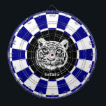 ネイビーブルーとホワイトダーツボードのホワイトタイガー ダーツボード<br><div class="desc">ネイビーブルーとホワイトダーツボード上のホワイトタイガー。文字パーソナライズされたは</div>