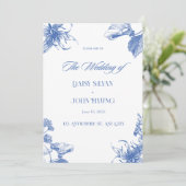 ネイビーブルーとホワイトチャイノアイ結婚ズリー 招待状 (スタンド正面)