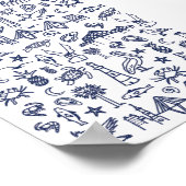 ネイビーブルーとホワイトチャールストントイレミニポスター ポスター (角)