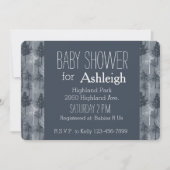 ネイビーブルーとホワイトツリーズベビーシャワー 招待状 (正面)