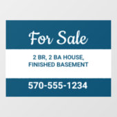 ネイビーブルーとホワイトハウスのオーナーによる販売 ウィンドウサイン (シート)