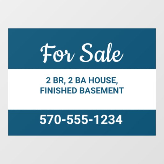 ネイビーブルーとホワイトハウスのオーナーによる販売 ウィンドウサイン (シート)