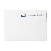 ネイビーブルーとホワイトハーウィッチポートケープコッド結婚ズ ラップアラウンドラベル (裏面)