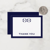 ネイビーブルーとホワイトビジネスロゴサンキューカード ノートカード (正面/裏面インサイチュ)