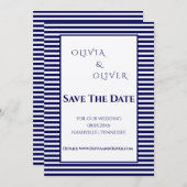 ネイビーブルーとホワイトフラストライプのットカード (正面/裏面)