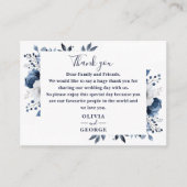 ネイビーブルーとホワイトフローラ結婚ズありがとう プレイスカード (正面)