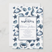 ネイビーブルーとホワイトマリンボーイベビーシャワー 招待状 (正面)