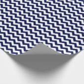 ネイビーブルーとホワイトミディアムシェブロンラッピング紙 ラッピングペーパー (角)