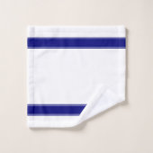 ネイビーブルーとホワイトミニマリストのモノグラム バスタオルセット (ウォッシュタオル)