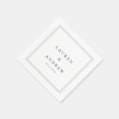 ネイビーブルーとホワイトミニマルモダンリストナプキン スタンダードカクテルナプキン (角)