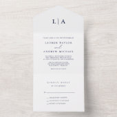 ネイビーブルーとホワイトミニマル結婚リスト オールインワン招待状 (内側)