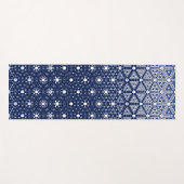 ネイビーブルーとホワイトモザイク ヨガマット (正面(横))