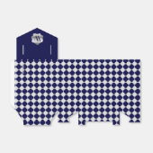 ネイビーブルーとホワイトモノグラムの好意ギフトボックス フェイバーボックス (折り畳みなし)