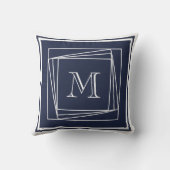 ネイビーブルーとホワイトモノグラム航海の クッション (裏面)