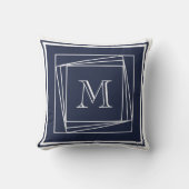 ネイビーブルーとホワイトモノグラム航海の クッション (正面)