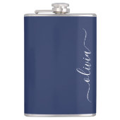ネイビーブルーとホワイトモノグラモダンム フラスク (正面)