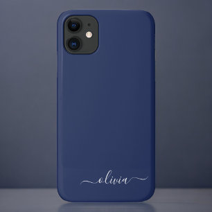 ネイビーブルーとホワイトモノグラモダンム iPhone 11 ケース