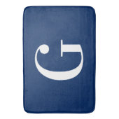 ネイビーブルーとホワイトラージGモノグラム バスマット (正面縦)