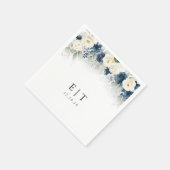 ネイビーブルーとホワイトローズ結婚ズナプキン スタンダードカクテルナプキン (角)