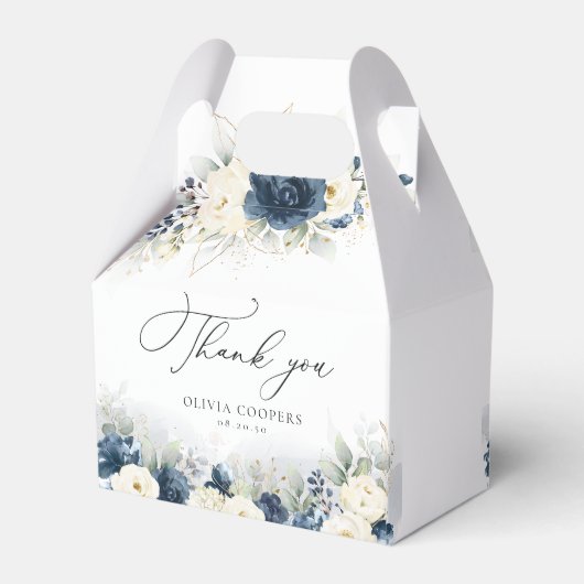 ネイビーブルーとホワイトローゼベビーシャワーお気に入りボックス フェイバーボックス (裏面サイド)