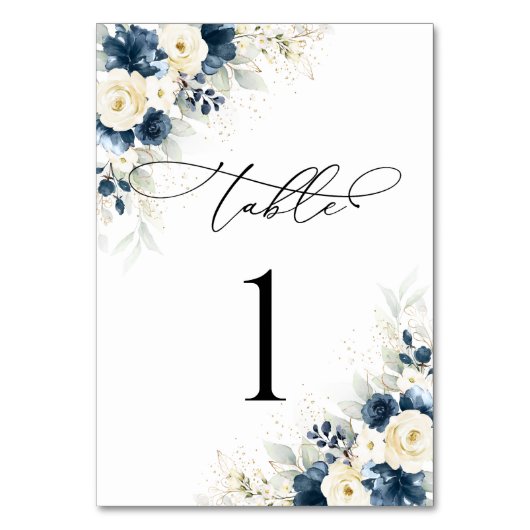ネイビーブルーとホワイトロー結婚ズのテーブル番号 テーブルナンバー (正面)