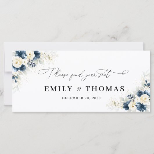 ネイビーブルーとホワイトロー結婚ズのヘッドテーブルサイン (正面)