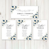 ネイビーブルーとホワイトロー結婚ズのヘッドテーブルサイン