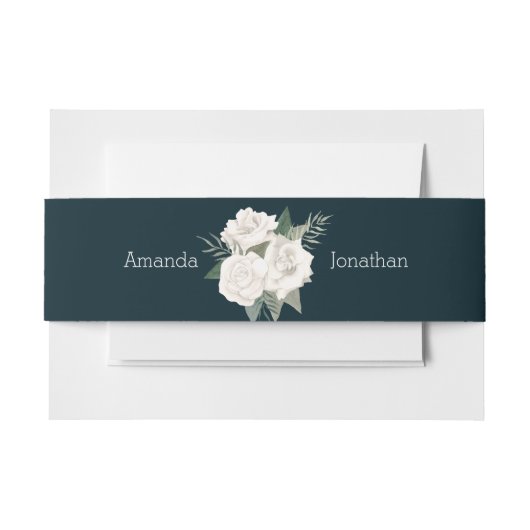 ネイビーブルーとホワイトロー結婚ズベリーバンド 招待状ベリーバンド (正面例)