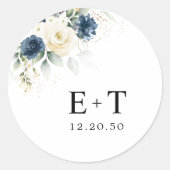 ネイビーブルーとホワイトロー結婚ズ ラウンドシール (正面)