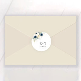 ネイビーブルーとホワイトロー結婚ズ ラウンドシール