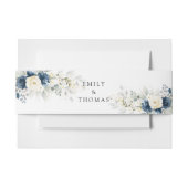 ネイビーブルーとホワイトロー結婚ズ 招待状ベリーバンド (正面例)