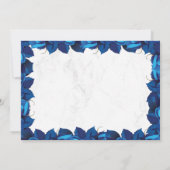 ネイビーブルーとホワイト大理石の花柄フォトウェディング 招待状 (裏面)