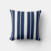 ネイビーブルーとホワイト投げストライプの枕 クッション (正面)
