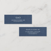 ネイビーブルーとホワイト眼科医の眼鏡ロゴ スキニー名刺 (正面/裏面)