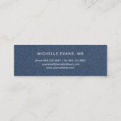 ネイビーブルーとホワイト眼科医の眼鏡ロゴ スキニー名刺 (裏面)