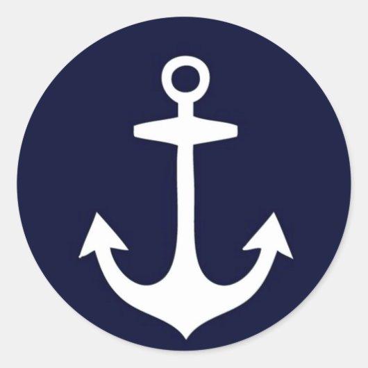 ネイビーブルーとホワイト航海のインスパイア ラウンドシール (正面)