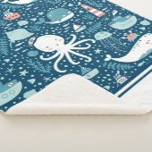 ネイビーブルーとホワイト航海の海パターン少年 シェルパブランケット (3/4)