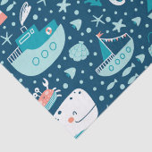 ネイビーブルーとホワイト航海の海パターン少年 薄葉紙 (詳細)