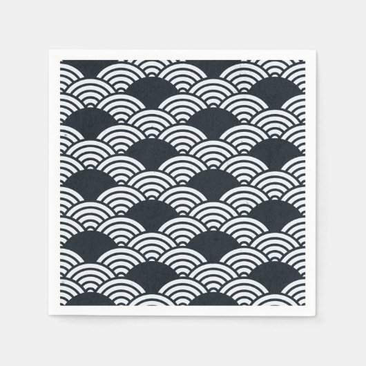 ネイビーブルーとホワイト青海波パターン スタンダードカクテルナプキン (正面)