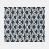 ネイビーブルーとホワイト青海波パターン フリースブランケット (正面(横))