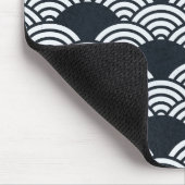 ネイビーブルーとホワイト青海波パターン マウスパッド (コーナー)