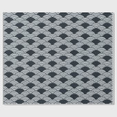 ネイビーブルーとホワイト青海波パターン ラッピングペーパー (フラット)