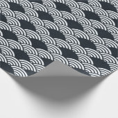 ネイビーブルーとホワイト青海波パターン ラッピングペーパー (角)