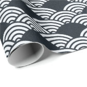 ネイビーブルーとホワイト青海波パターン ラッピングペーパー (ロールコーナー)