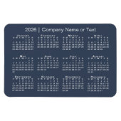 ネイビーブルーとホワイト2026カレンダーとカスタム文字 マグネット (横)